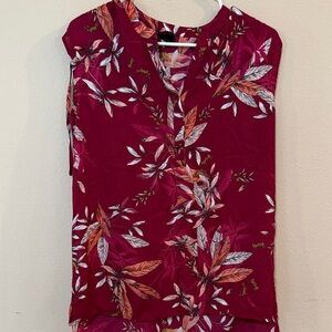 Worthington Burgundy Floral Blouse